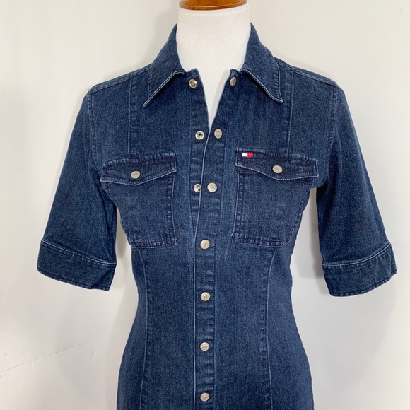 SOLD-Tommy Hilfiger Snap Front Denim Dress - Picture 2 of 8